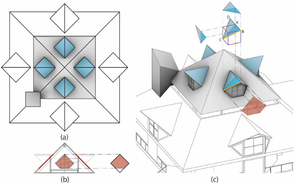 Architectural blueprint representing mathematical balance and sacred geometry principles in modern design