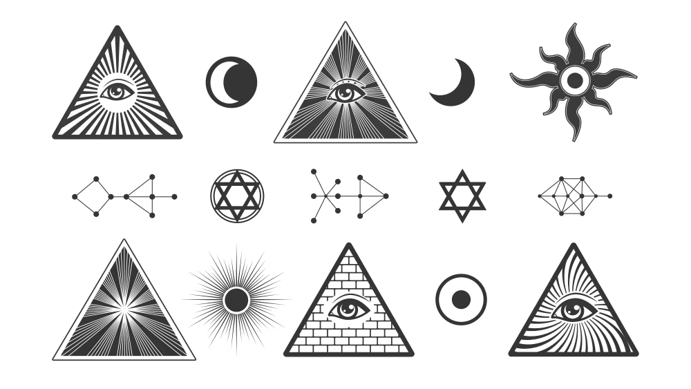Golden eye of providence representing an iconic illuminati symbol of awareness and supreme vision