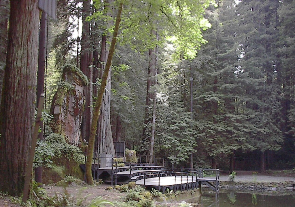 Detailed depiction of the bohemian grove owl statue located at the retreat site